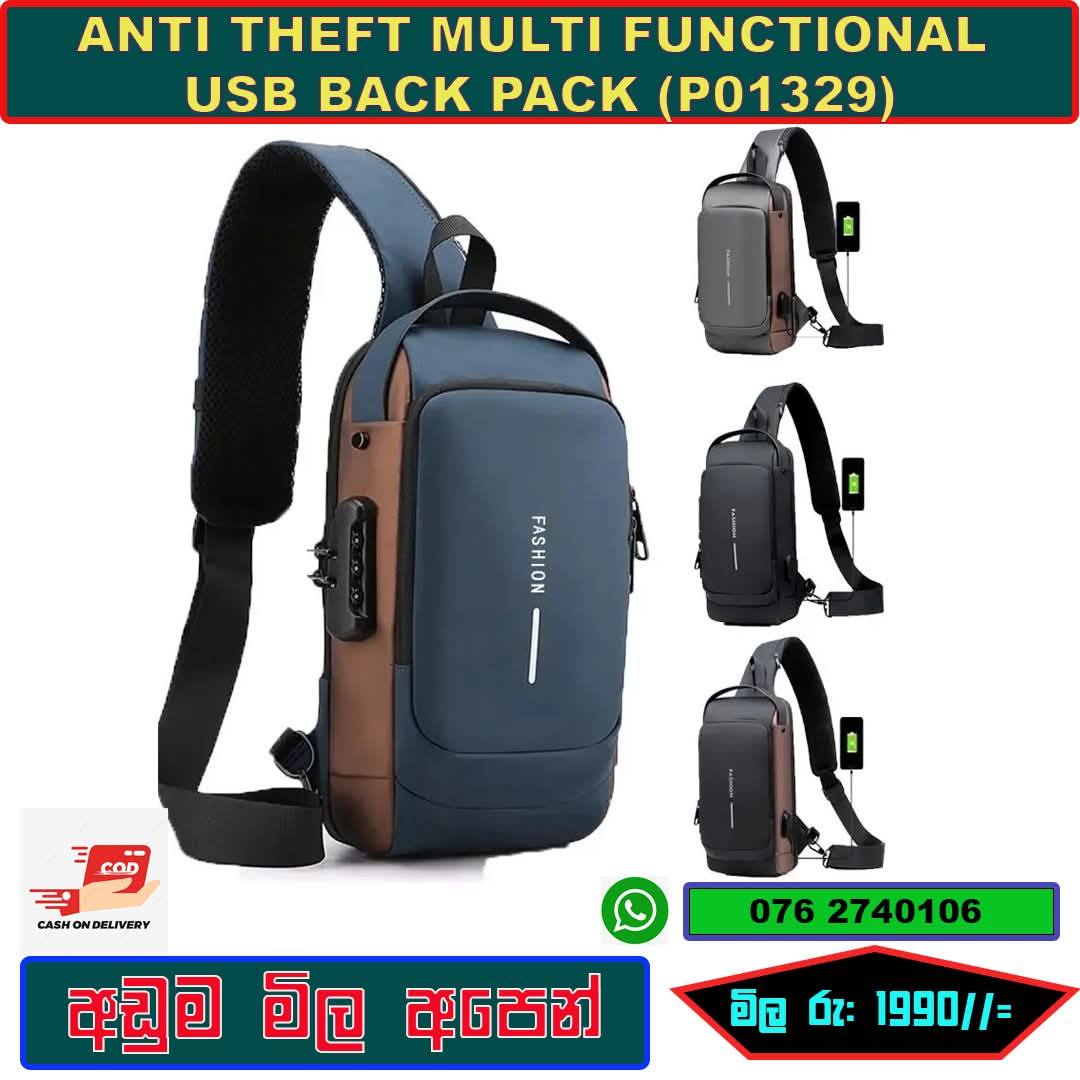 Anti theft multi functional USB Back Pack (P01329)